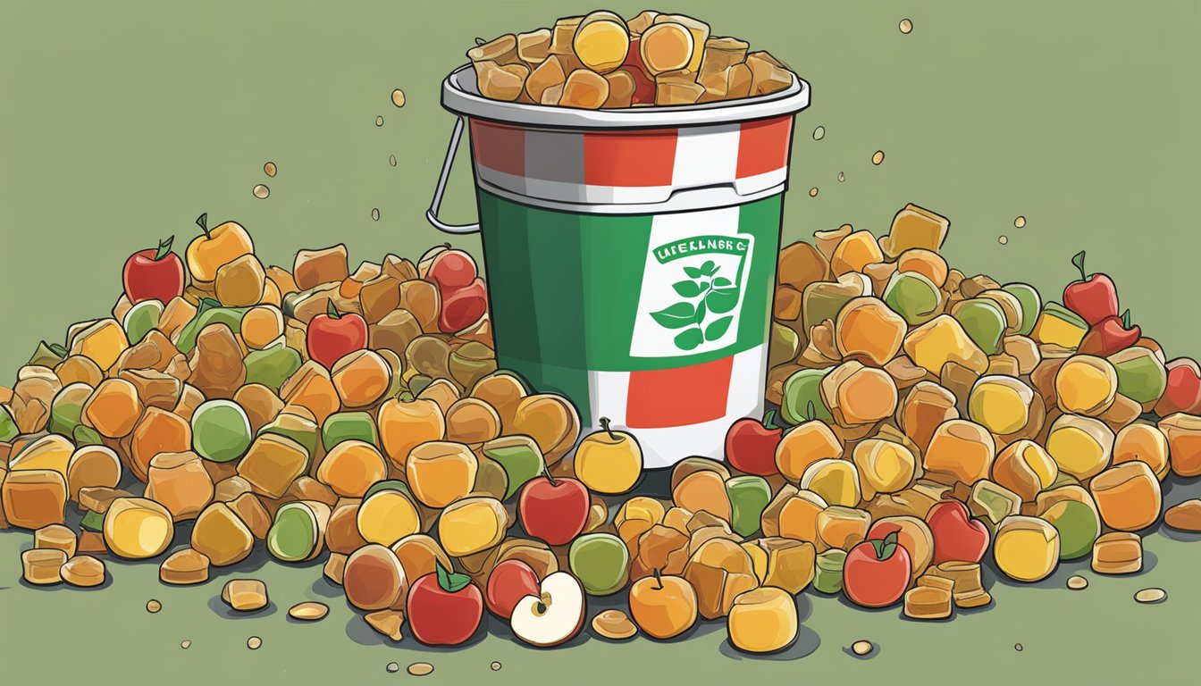 A pile of apple cider vinegar gummies being dumped into a trash can