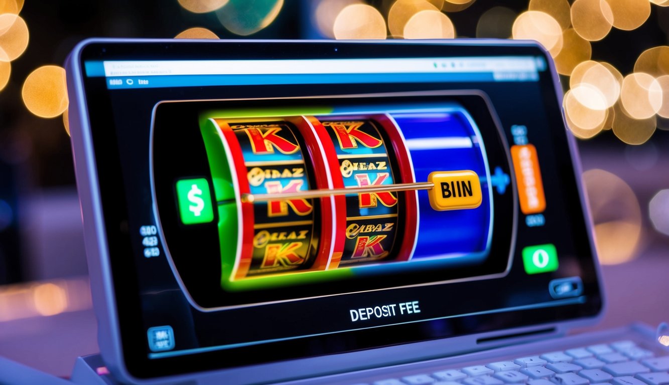 Mesin slot online yang berwarna-warni dengan tombol deposit yang berdetak dan biaya yang murah