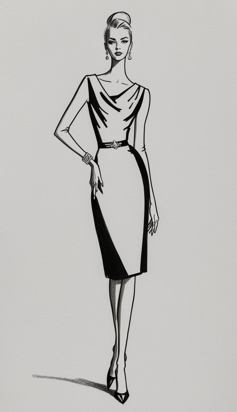 A fashion model strikes a graceful pose, exuding elegance and confidence