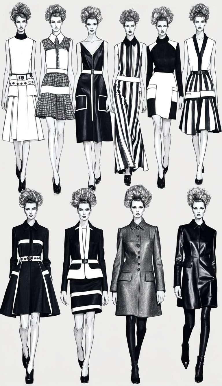 A runway show with 18 fashion models in avant-garde outfits