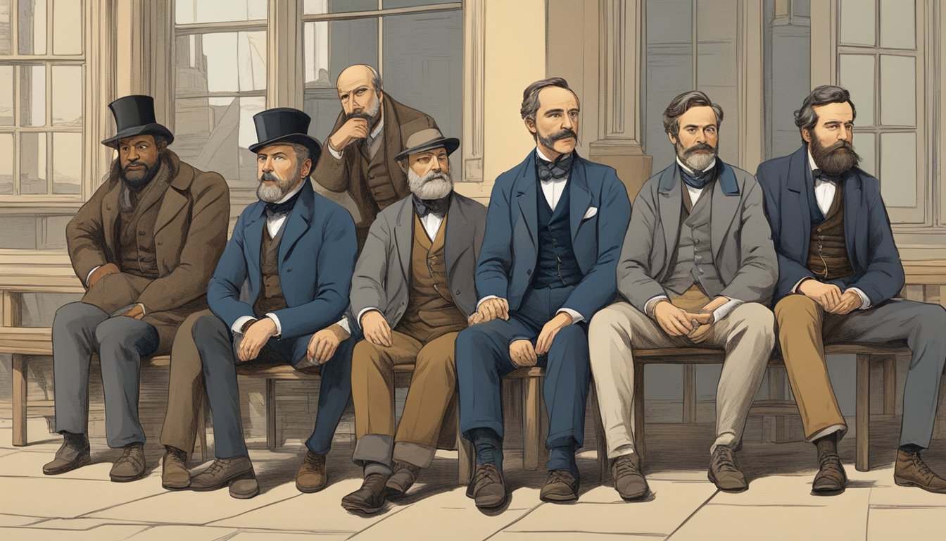 A group of characters from different backgrounds converse in various English accents, reflecting the linguistic diversity of the time period in "1883"