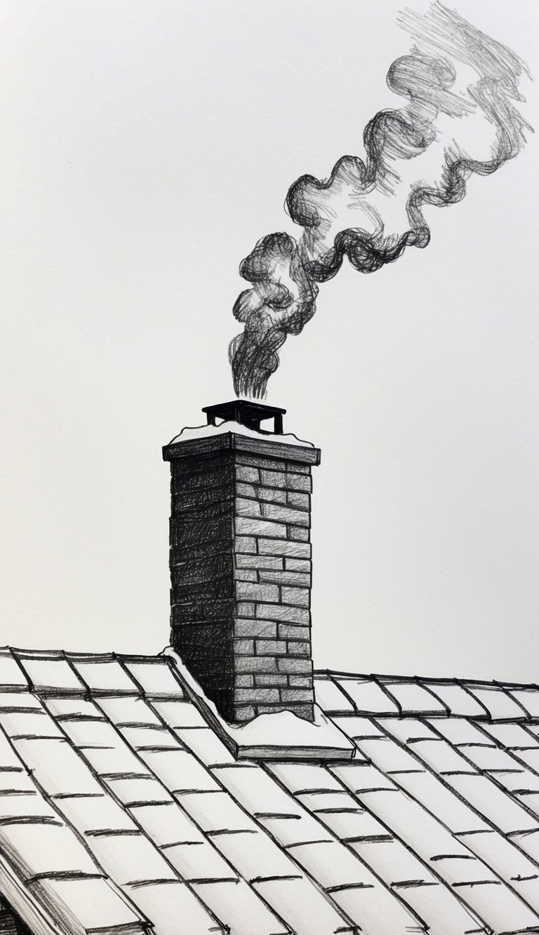 Too Cold to Go Outside? 16 Easy Drawing Ideas That Will Keep Your Kids Busy All Weekend 16 A cozy chimney releasing smoke on a snowy roof