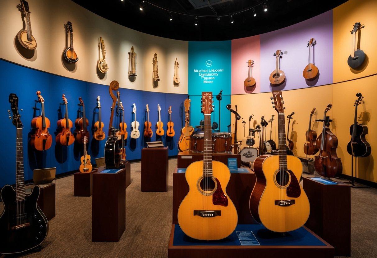 A diverse collection of musical instruments displayed in themed galleries at the Musical Instrument Museum in Arizona