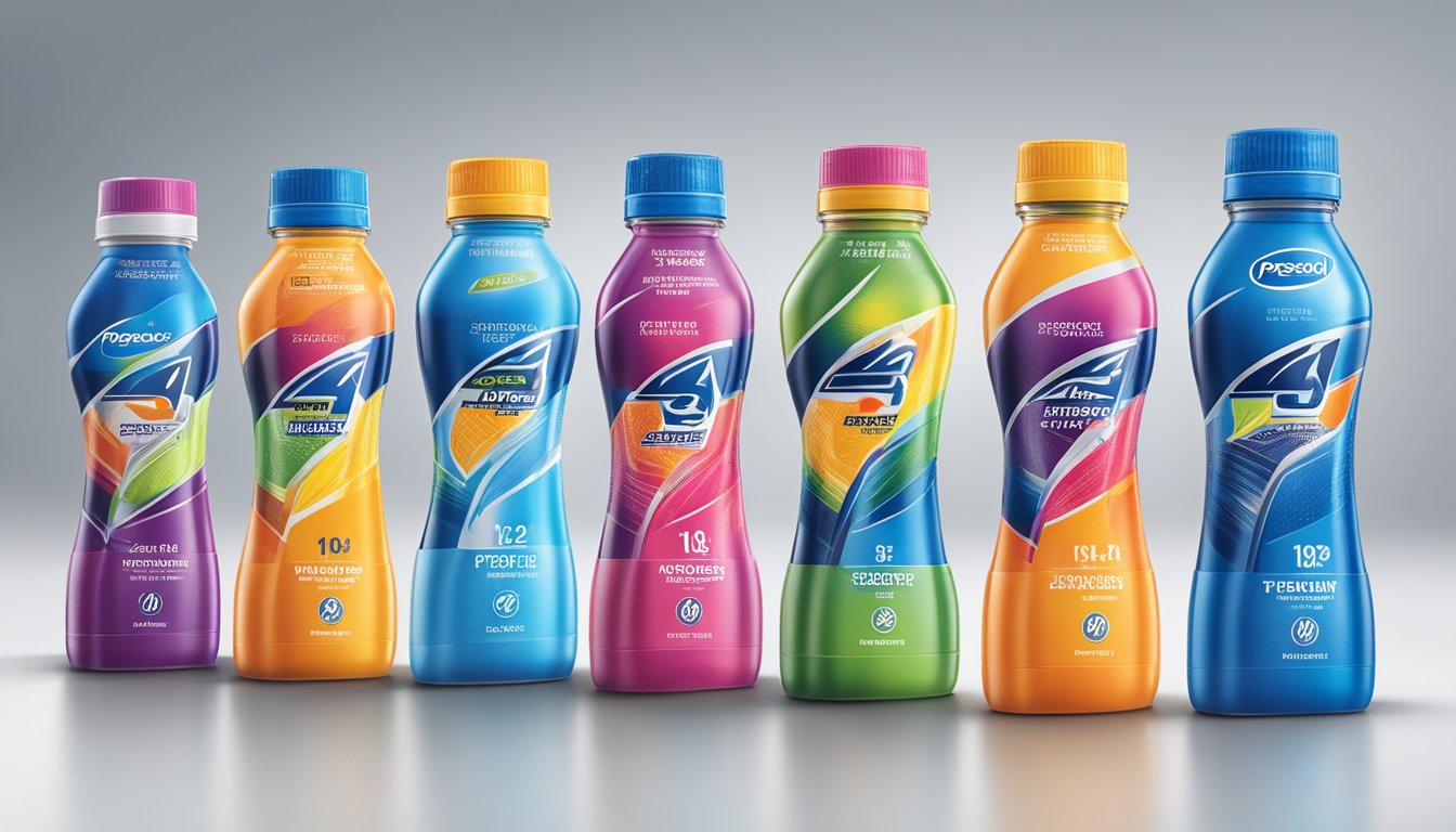 A lineup of 12 PepsiCo Propel Vitamin Boost sports drinks with a warning sign for athletes to avoid them