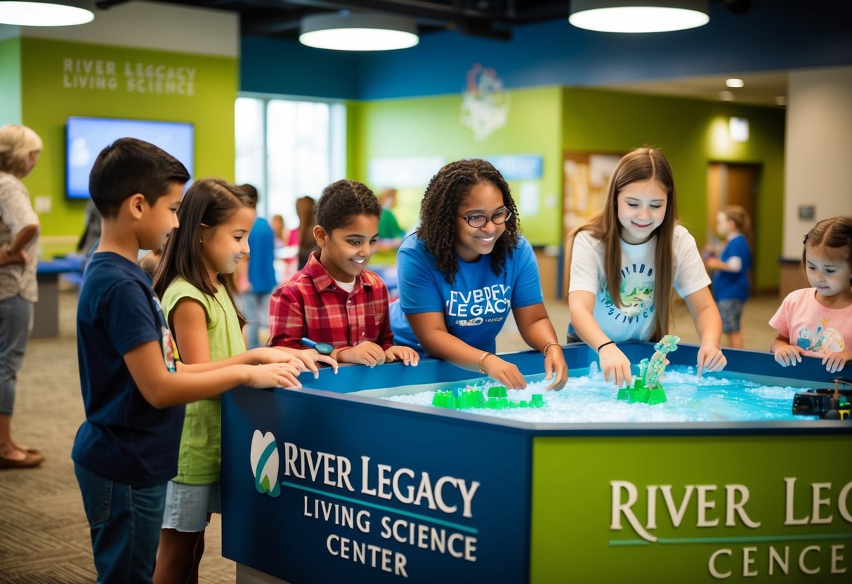 Visitors engage with hands-on exhibits at River Legacy Living Science Center