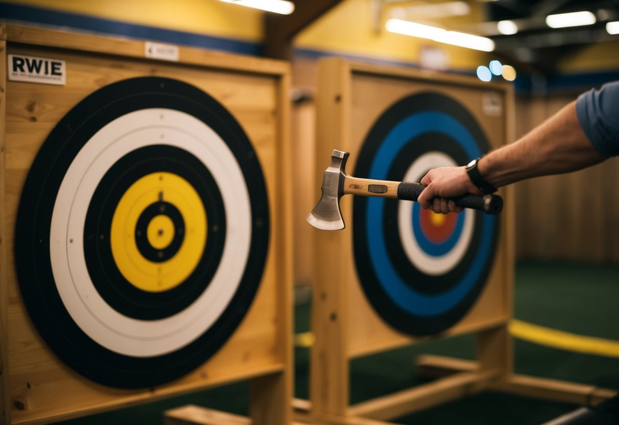 Axe thrown at target in Lone Star Axe venue, Arlington TX