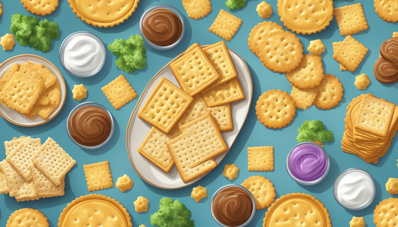 A plate of Ritz Reduced Fat Crackers surrounded by various high-sodium foods