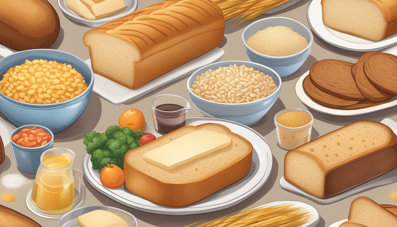 A loaf of Pepperidge Farm Light Style Soft Wheat Bread surrounded by various high-sodium foods