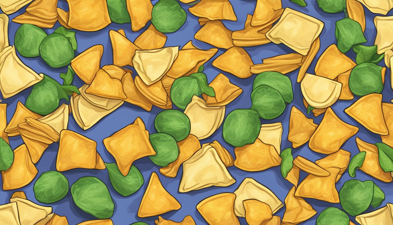 A pile of Good Health Veggie Chips next to a pile of regular chips, both spilling out of their bags onto a table