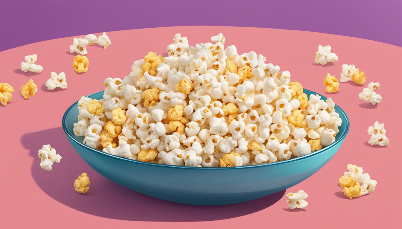 A bowl of air-popped popcorn surrounded by colorful, low-calorie snack options