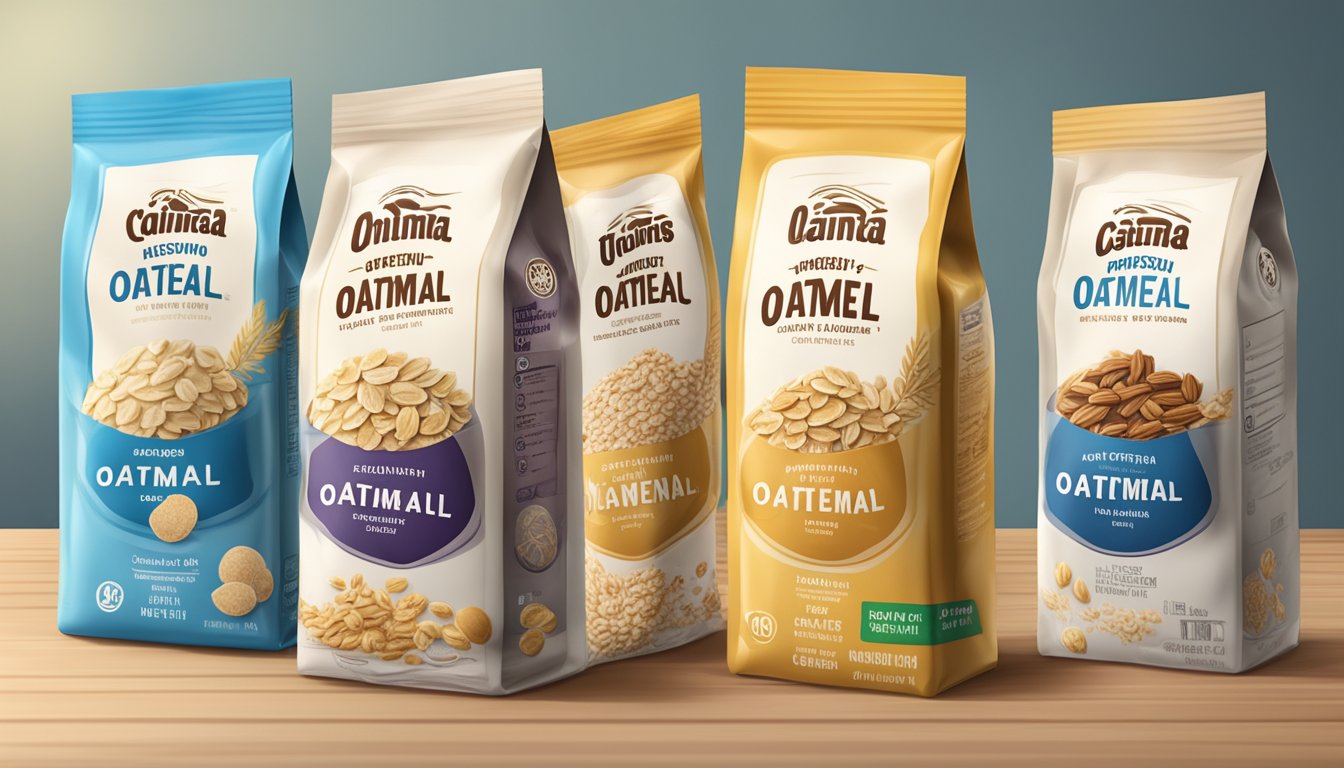 A variety of instant oatmeal packets with excessive added sugar displayed on a table