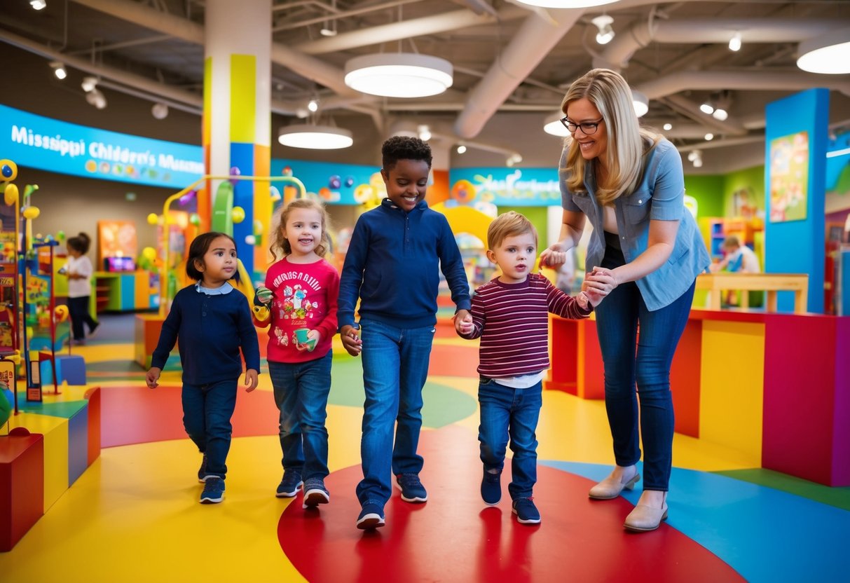 Families explore interactive exhibits at the Mississippi Children's Museum, filled with colorful displays and hands-on activities