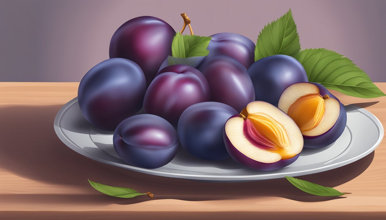 A plate of plums with a diabetic-friendly portion size