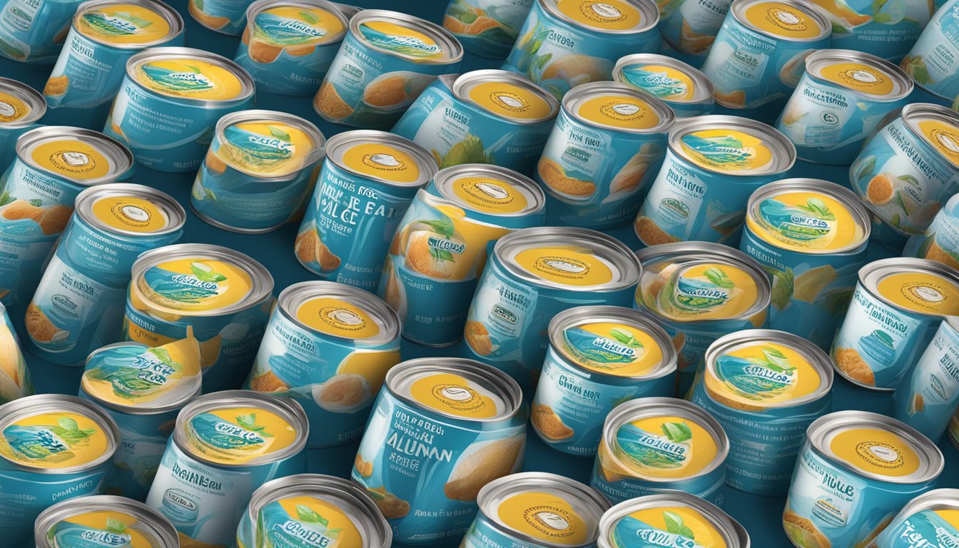 A can of Wild Planet Albacore Wild Tuna surrounded by six other cans of tuna, with a label indicating it is the best choice for diabetics