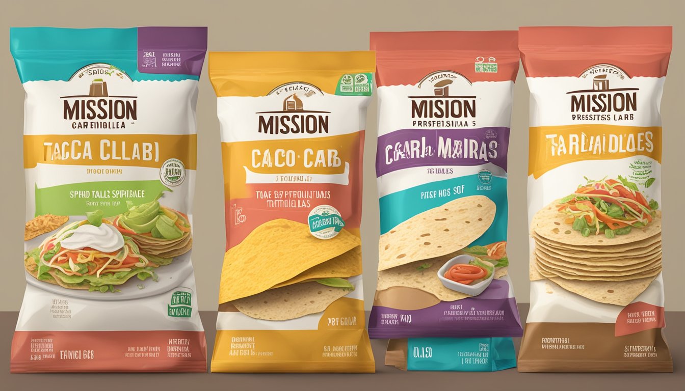 A table with a variety of low-carb tortillas spread out, with the Mission Carb Balance Soft Taco Flour Tortillas standing out as the top choice