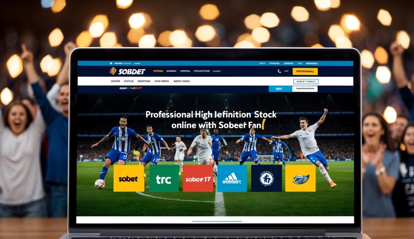 Sebuah pertandingan sepak bola yang disiarkan secara online dengan SBObet, menampilkan aksi langsung dan penggemar yang bersorak