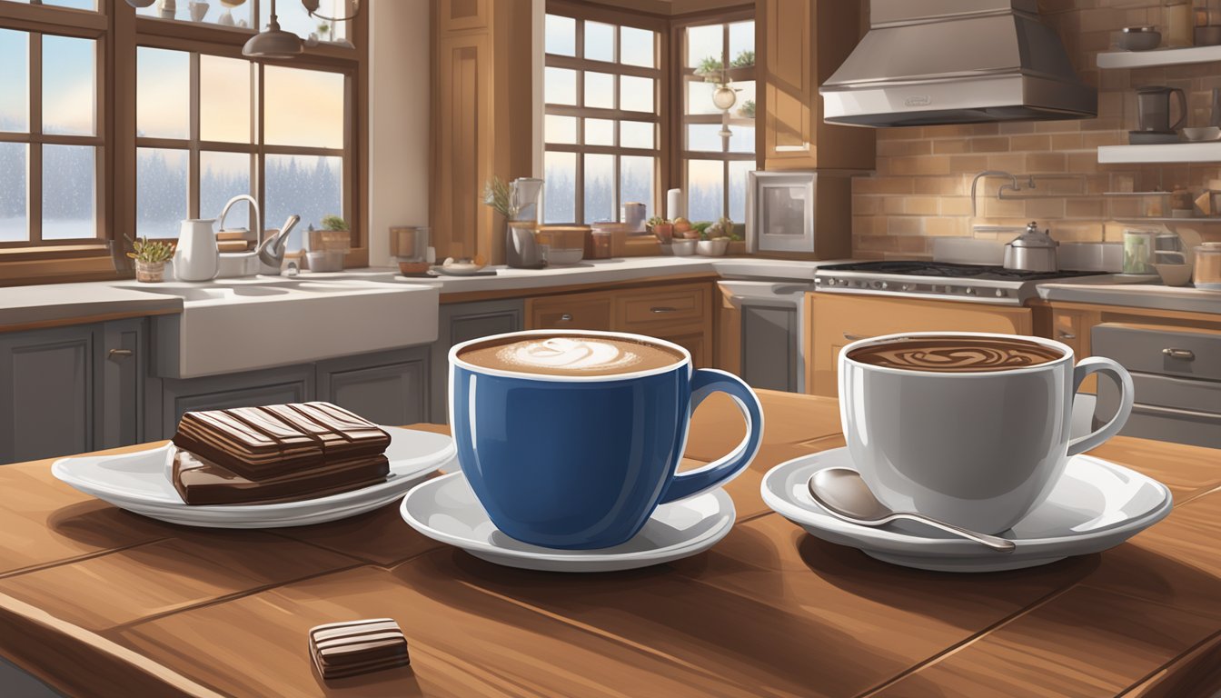 A cozy kitchen with a steaming mug of hot chocolate, surrounded by Ghirardelli Chocolate Premium Indulgence Unsweetened Cocoa and other diabetic-friendly hot chocolate mixes