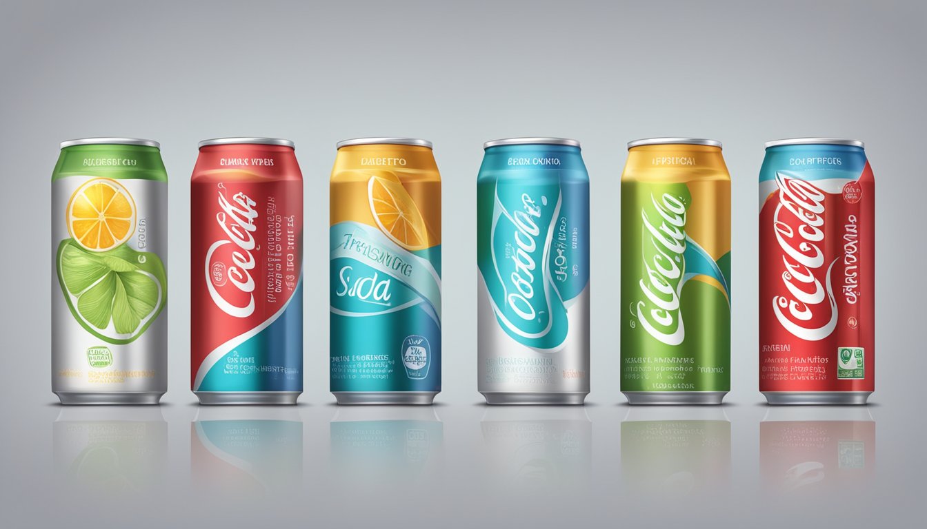 A refreshing display of six different sugar-free soda cans, each labeled with a different flavor and the health benefits for diabetics