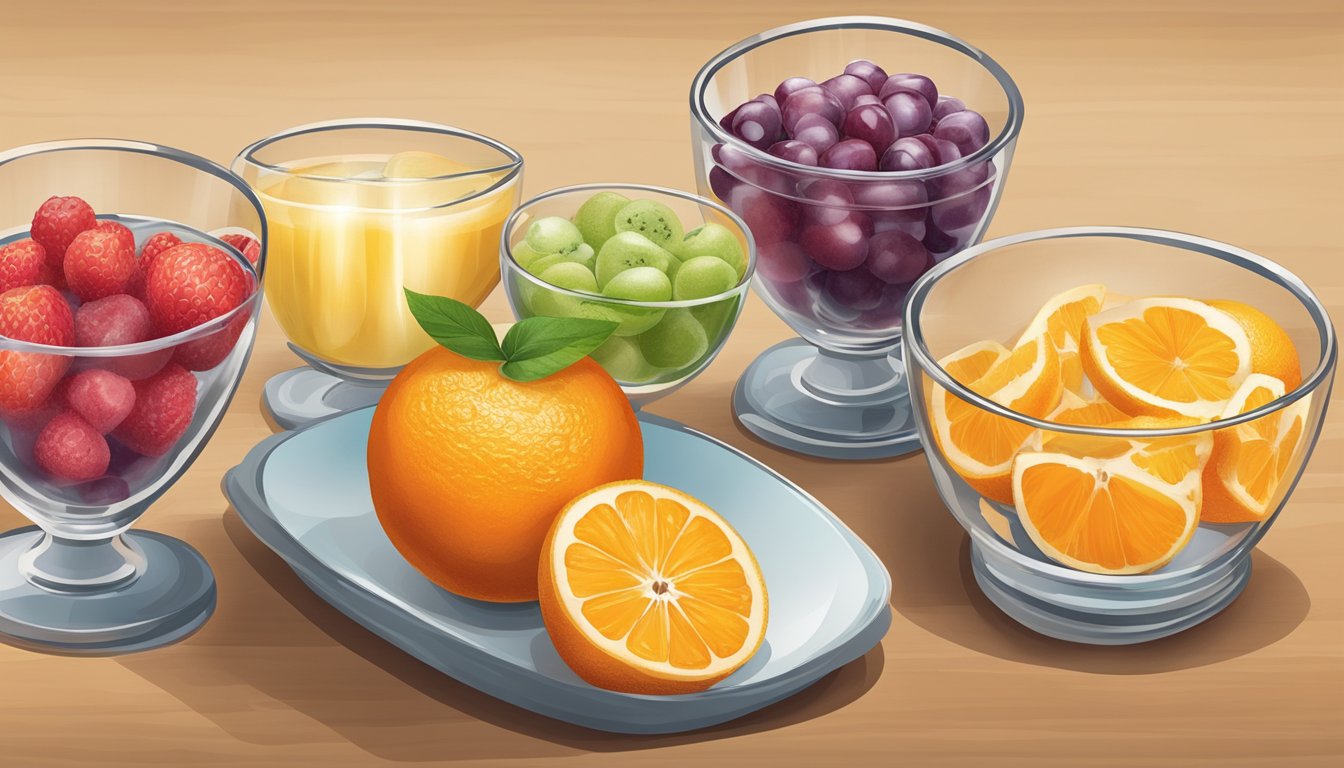 A table with 5 fruit cups, one of them being Giant Eagle No Sugar Added Mandarin Oranges, displayed as the best sugar-free options for diabetics