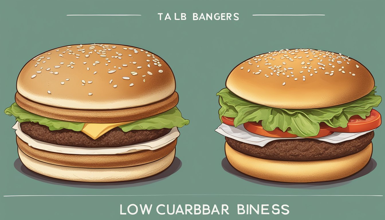 A table with 6 different types of low-carb burger buns arranged neatly for comparison