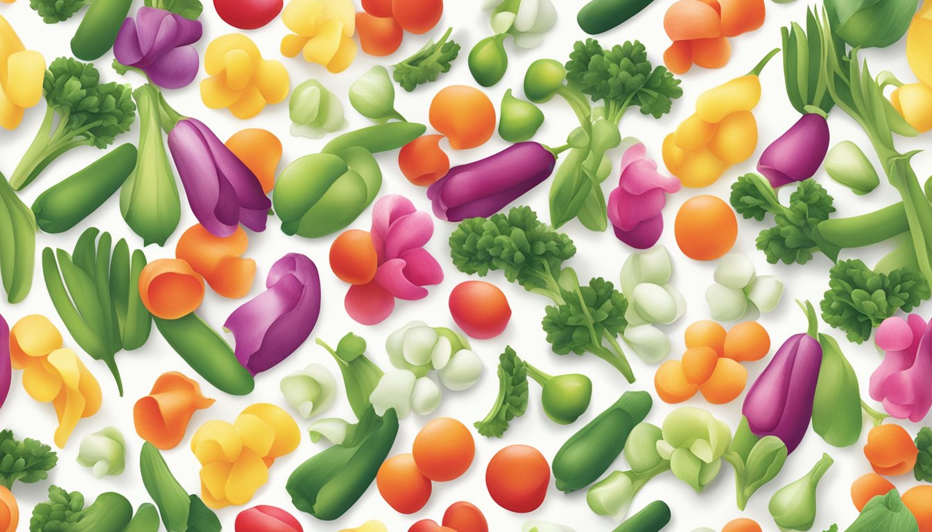 A colorful array of frozen vegetables, including Cascadian Farm Organic Sweet Peas, arranged on a clean, white background