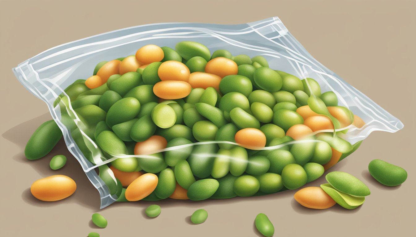 A bag of Pictsweet Farms Edamame Shelled Soybeans surrounded by a variety of colorful low-carb frozen vegetables