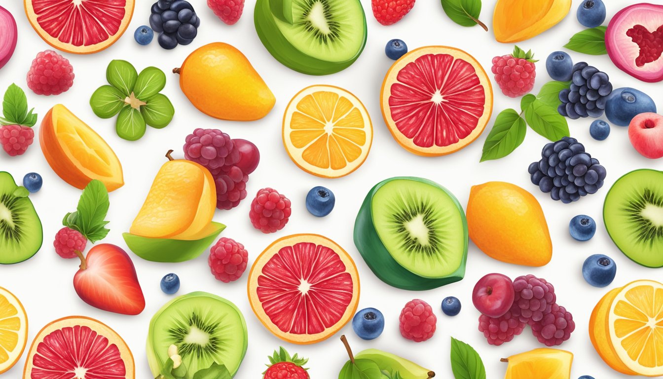 A variety of colorful frozen fruits arranged on a white background, with a focus on the 8 best low-glycemic index options for diabetics