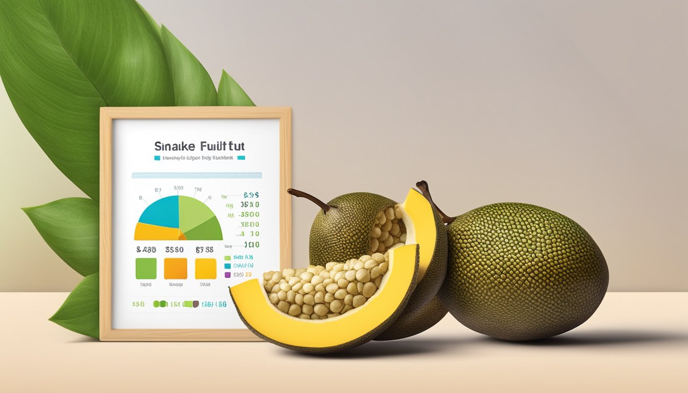 A snake fruit next to a glycemic index chart