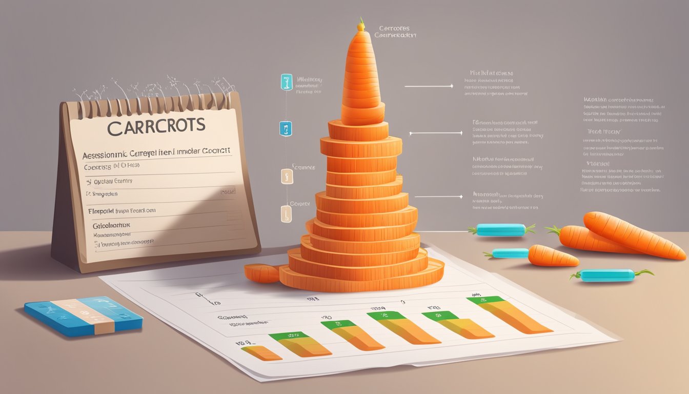 A pile of carrots next to a glycemic index chart