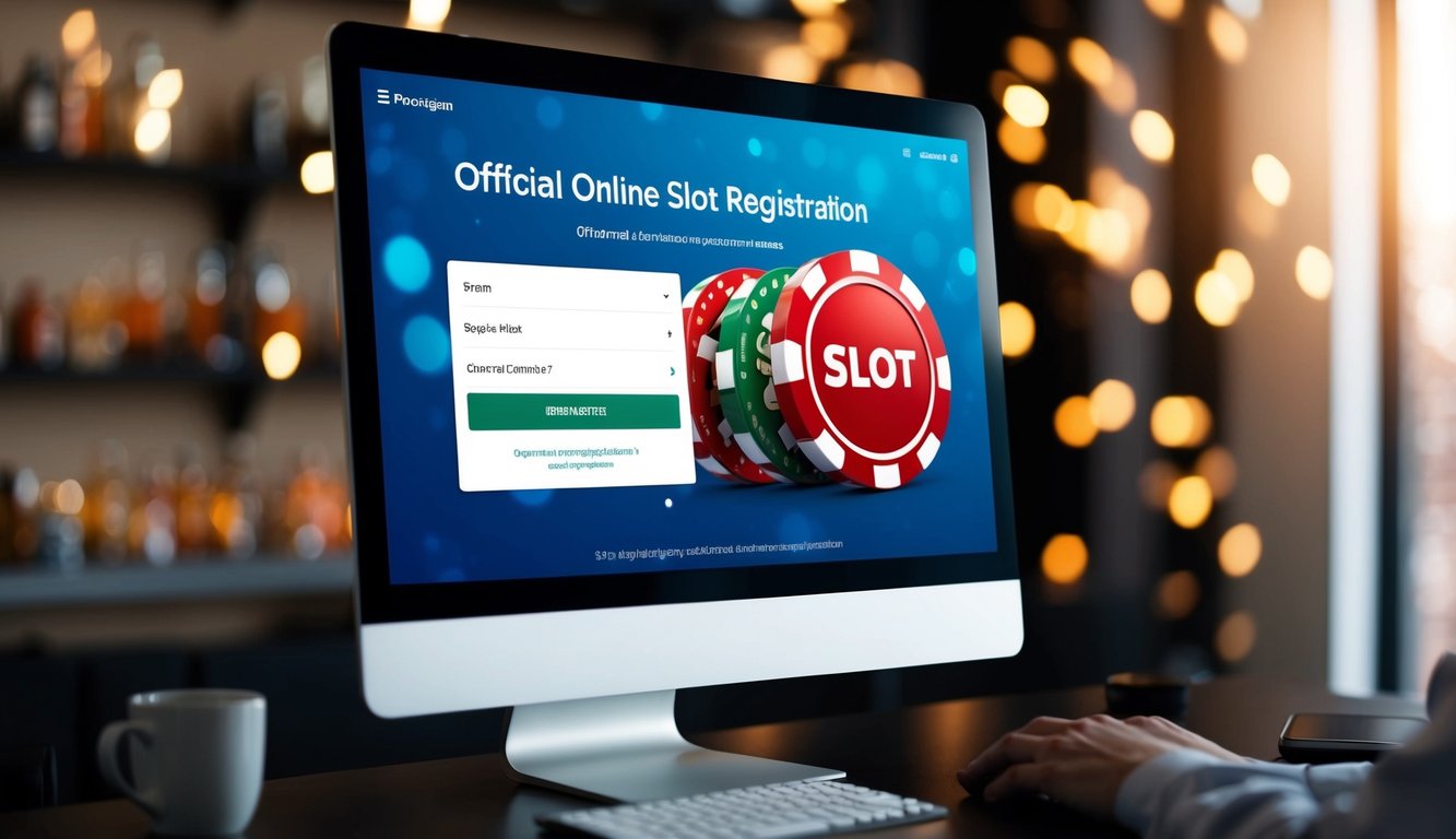 Sebuah layar komputer menampilkan halaman pendaftaran slot online resmi