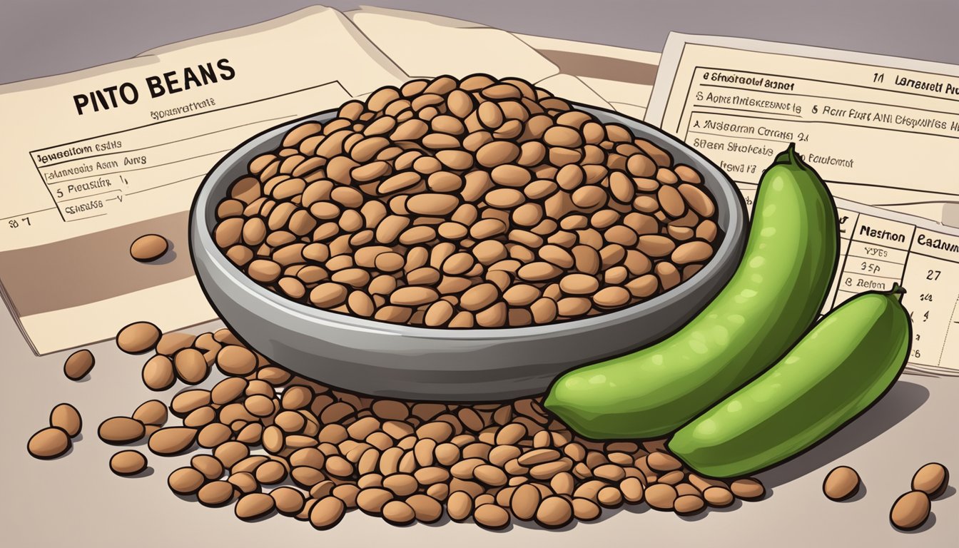 A pile of pinto beans with a glycemic index chart in the background