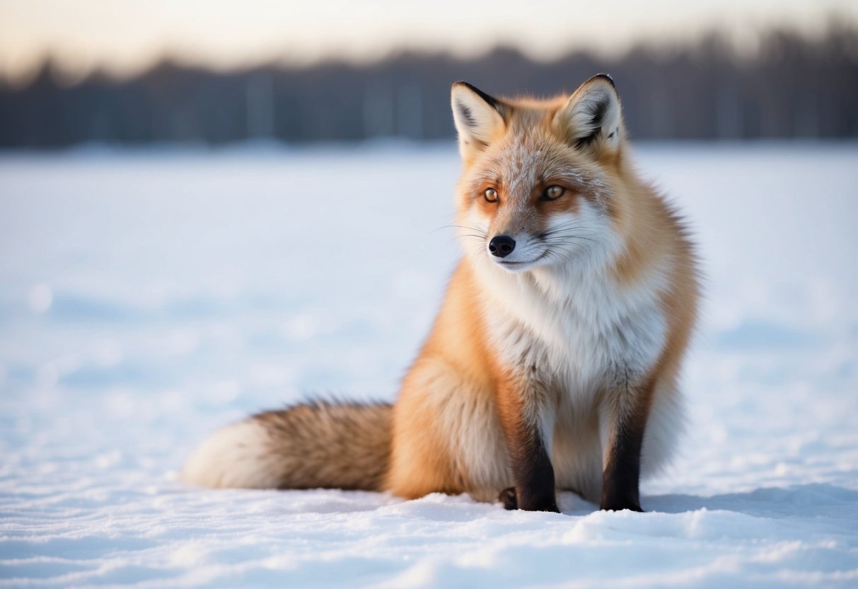 An arctic fox shedding its winter fur in a snowy landscape