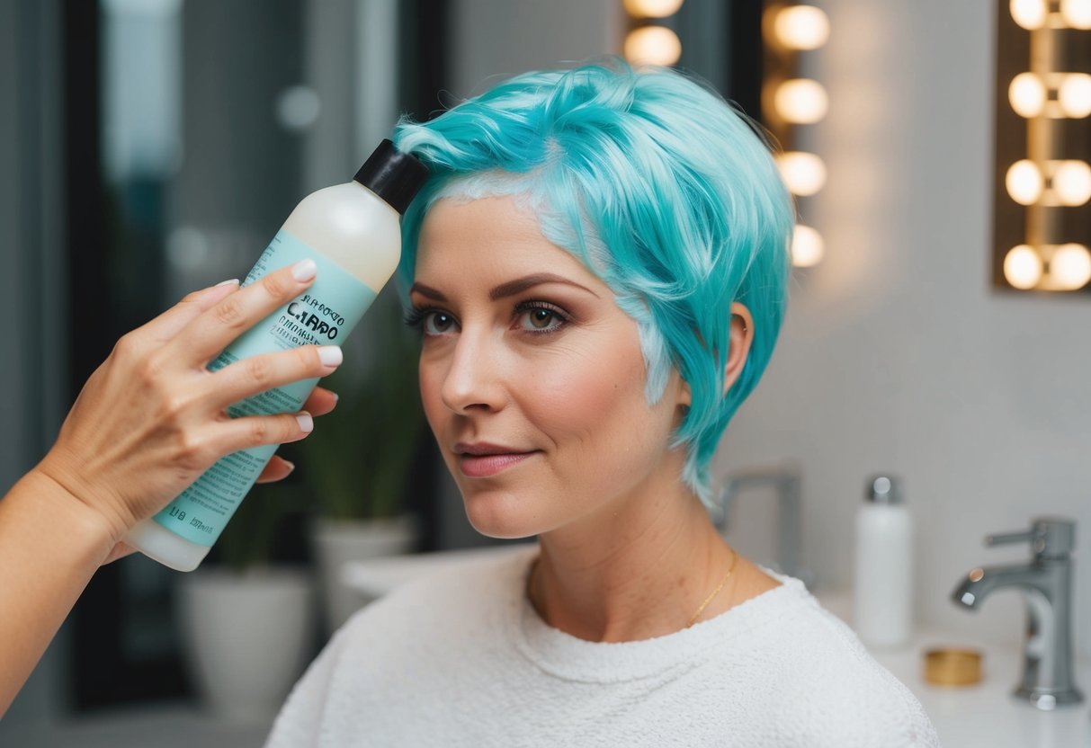A person using clarifying shampoo to remove Arctic Fox hair dye