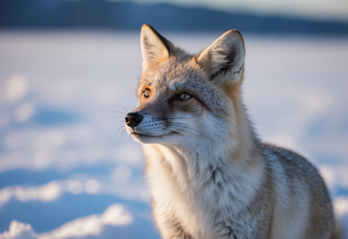 An arctic fox sniffs the air, its nose twitching as it detects the scent of prey and potential mates in the frozen tundra
