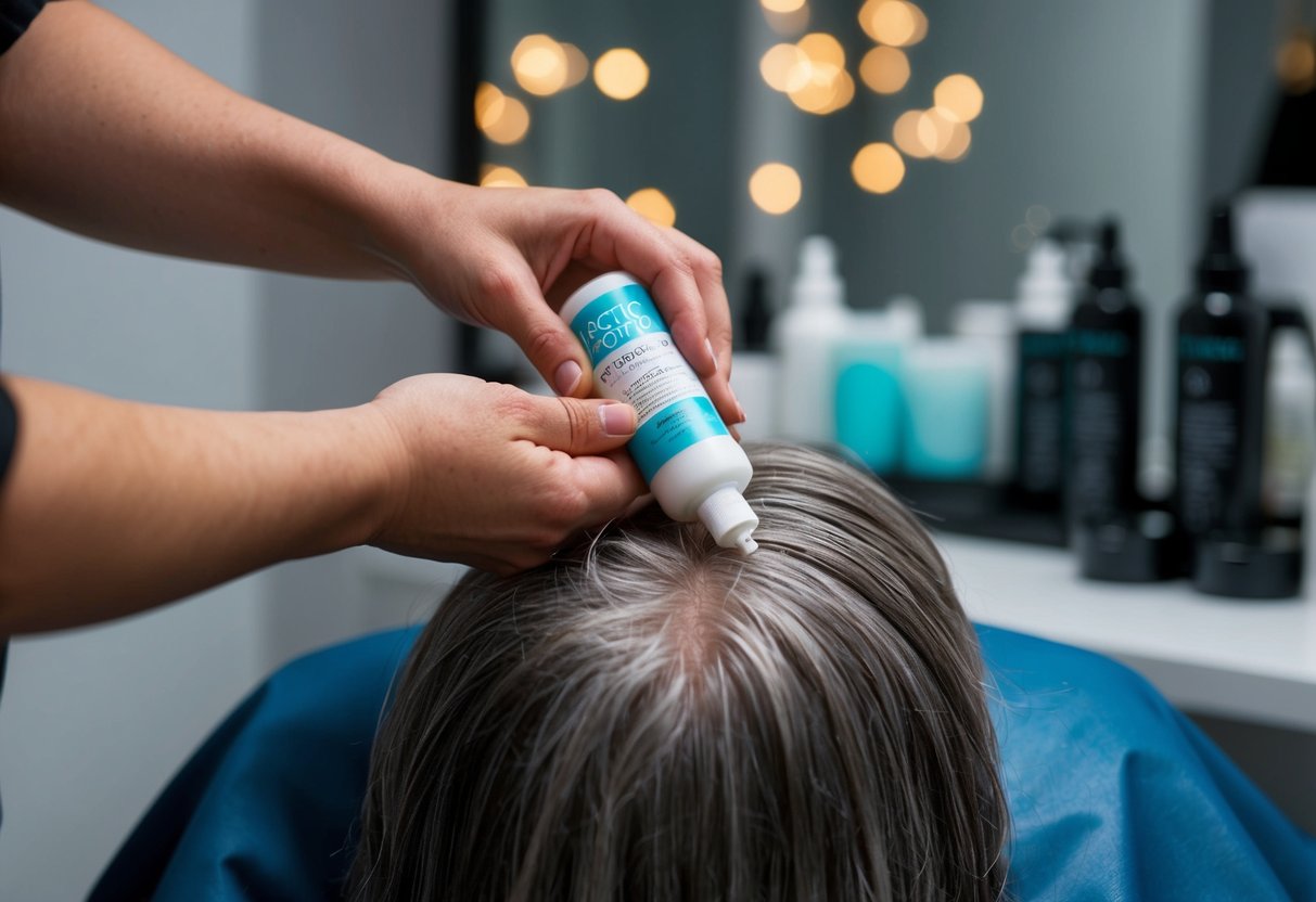 Arctic fox dye being applied to damp hair