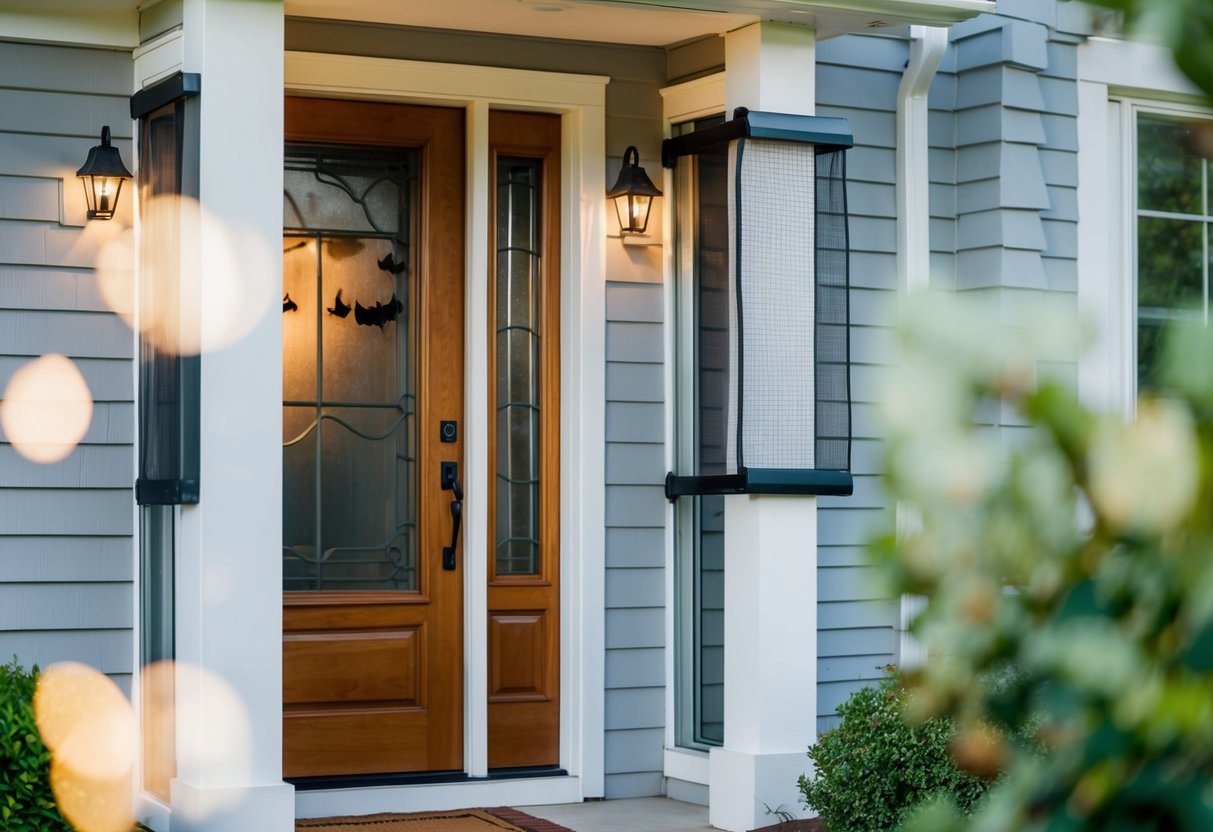 A home with sealed entrances, mesh screens, and bat deterrents