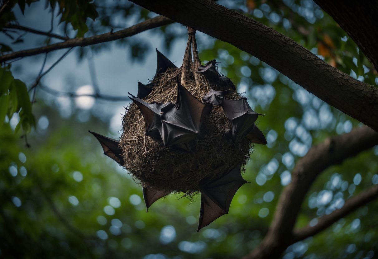 Bats nest in dark, secluded spaces like caves, trees, or abandoned buildings