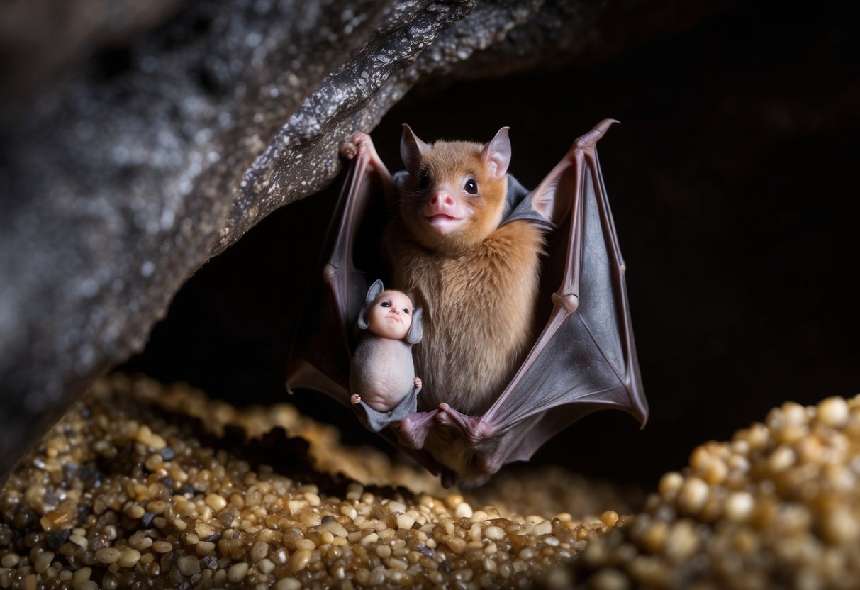 A mother bat searches through the dark, damp cave, using her keen senses to find her lost baby