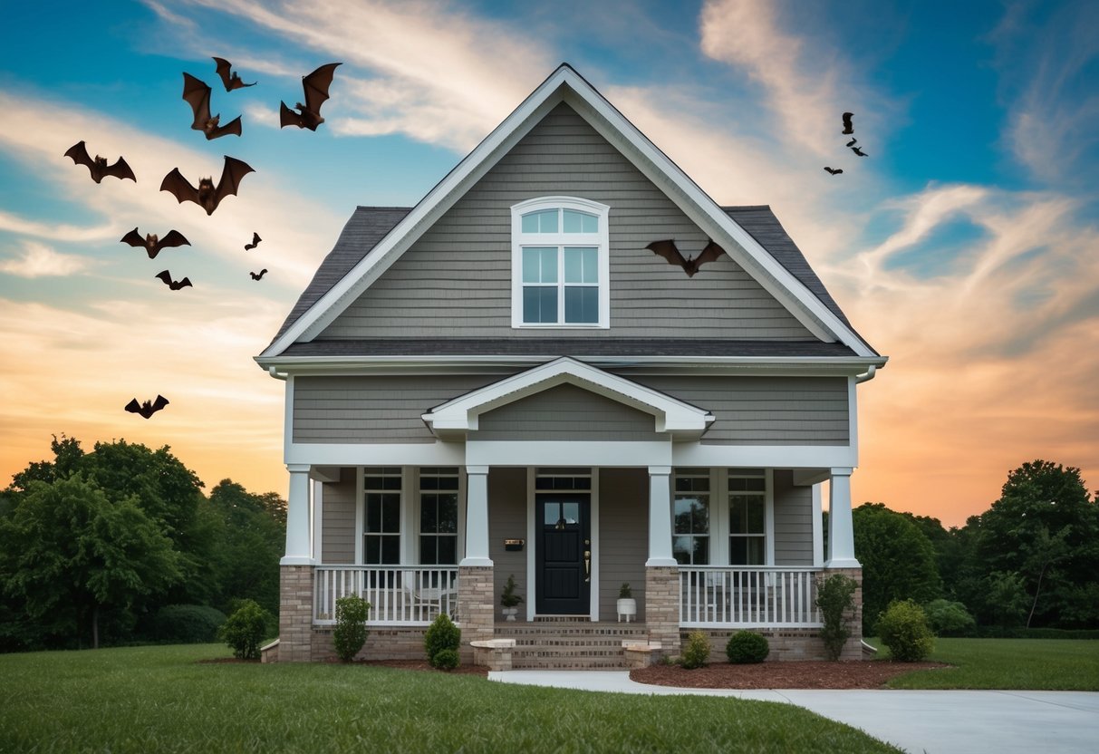 A house with sealed cracks and openings, bats flying away