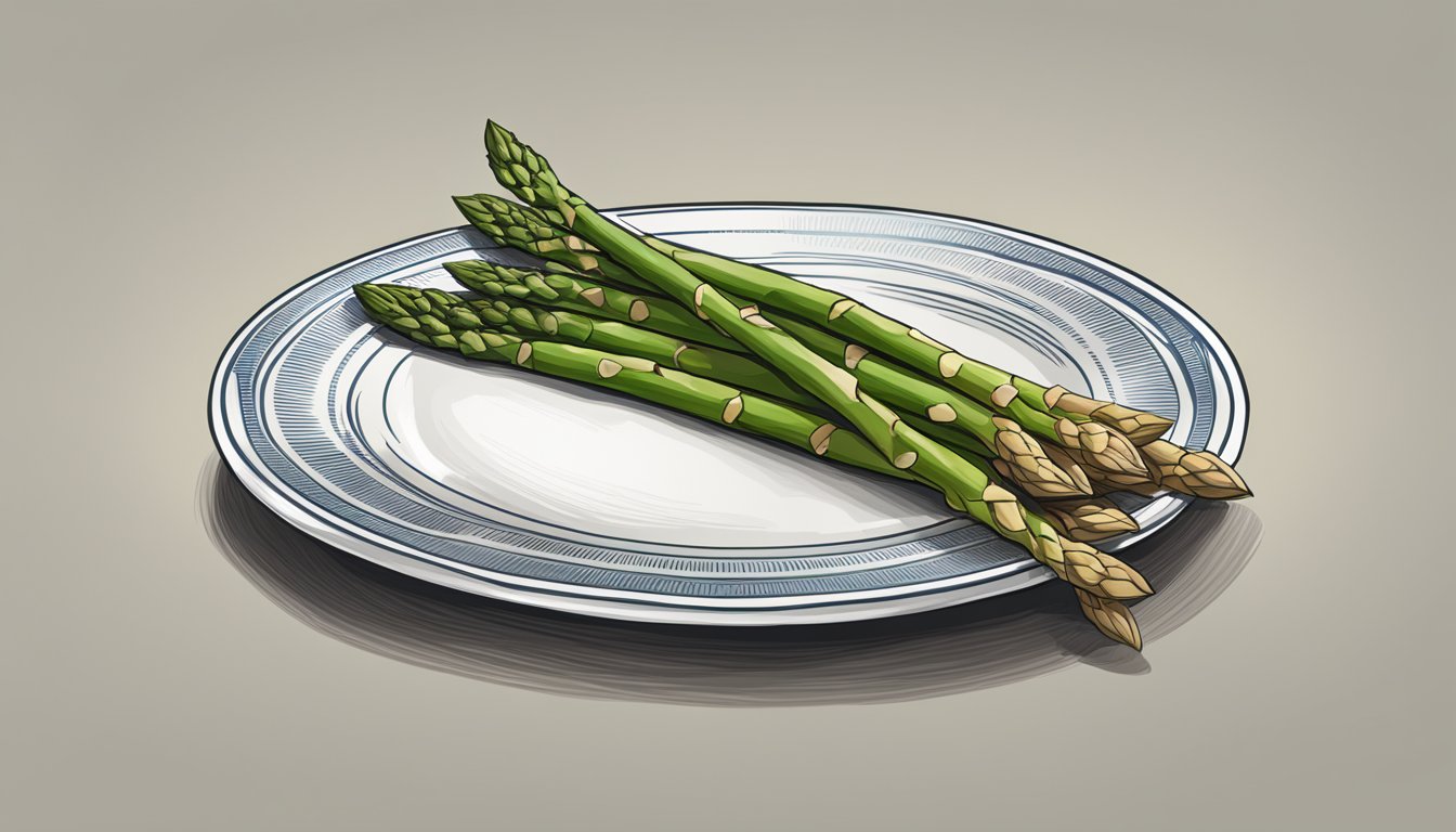 A plate of asparagus with a nutrition label next to it