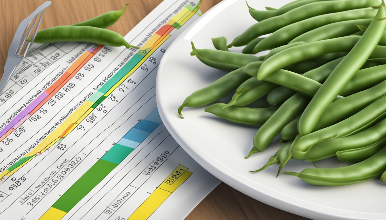 A plate of green beans with a glycemic index chart in the background