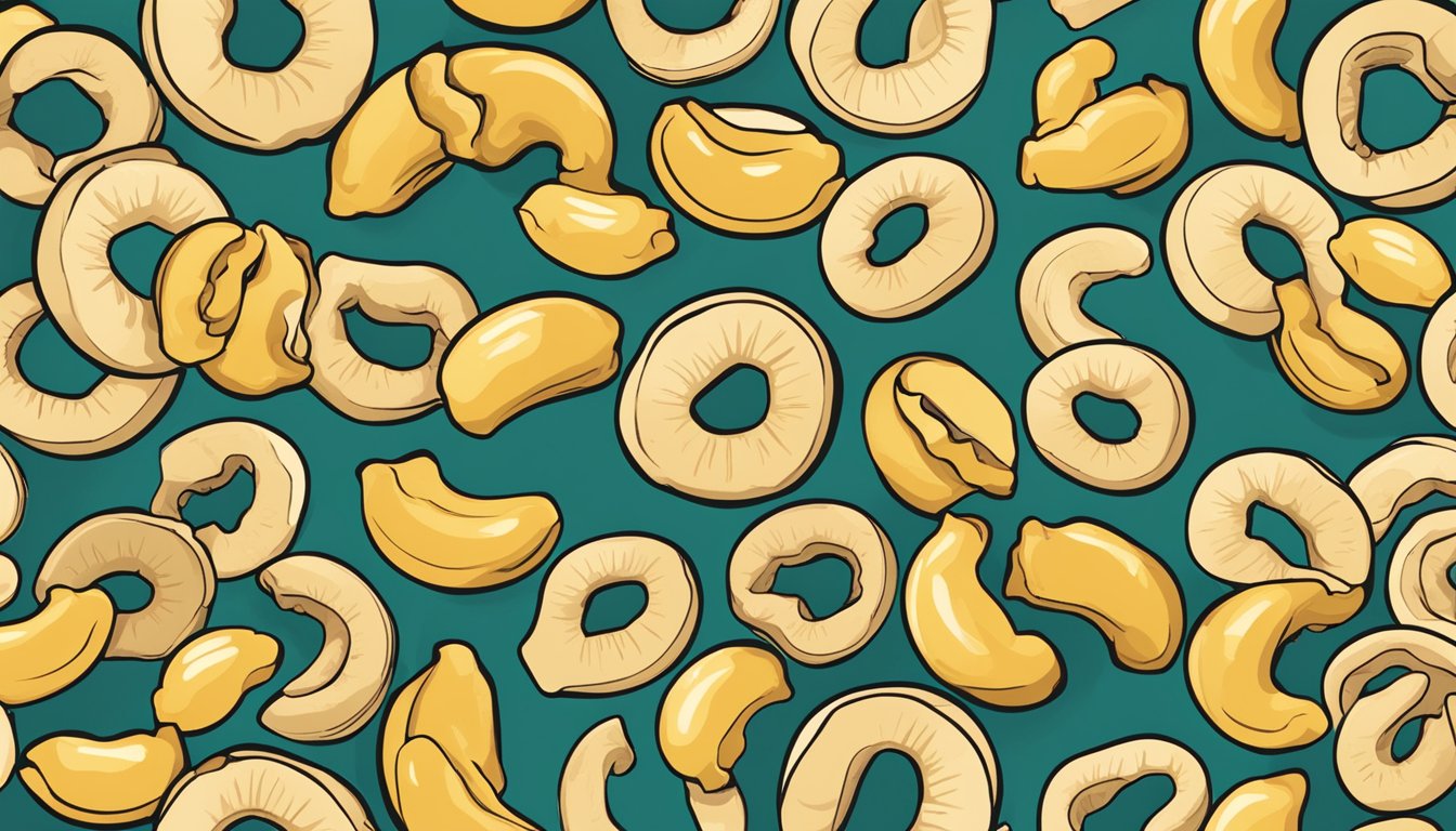 A pile of cashews arranged in a circular pattern, with a small sign indicating "Low Glycemic Index" next to them