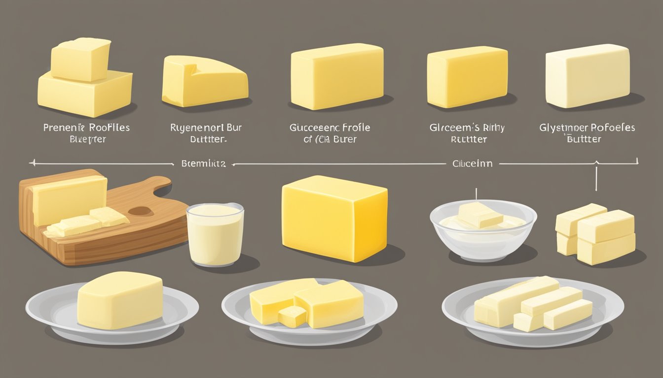 A table displaying glycemic profiles of different types of butter