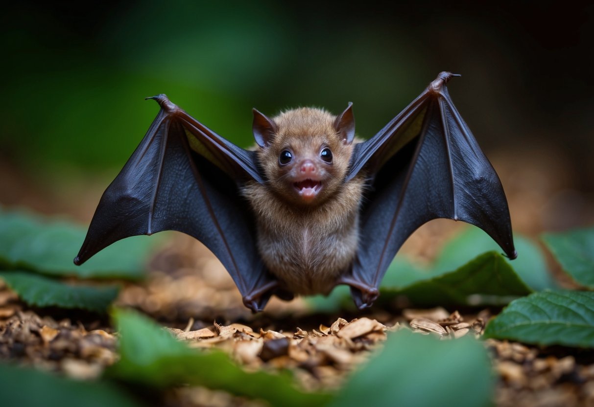 A baby bat struggles to find food and shelter, surrounded by darkness and uncertainty in the wild
