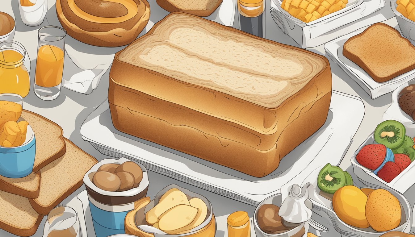 A loaf of white bread surrounded by unhealthy breakfast items