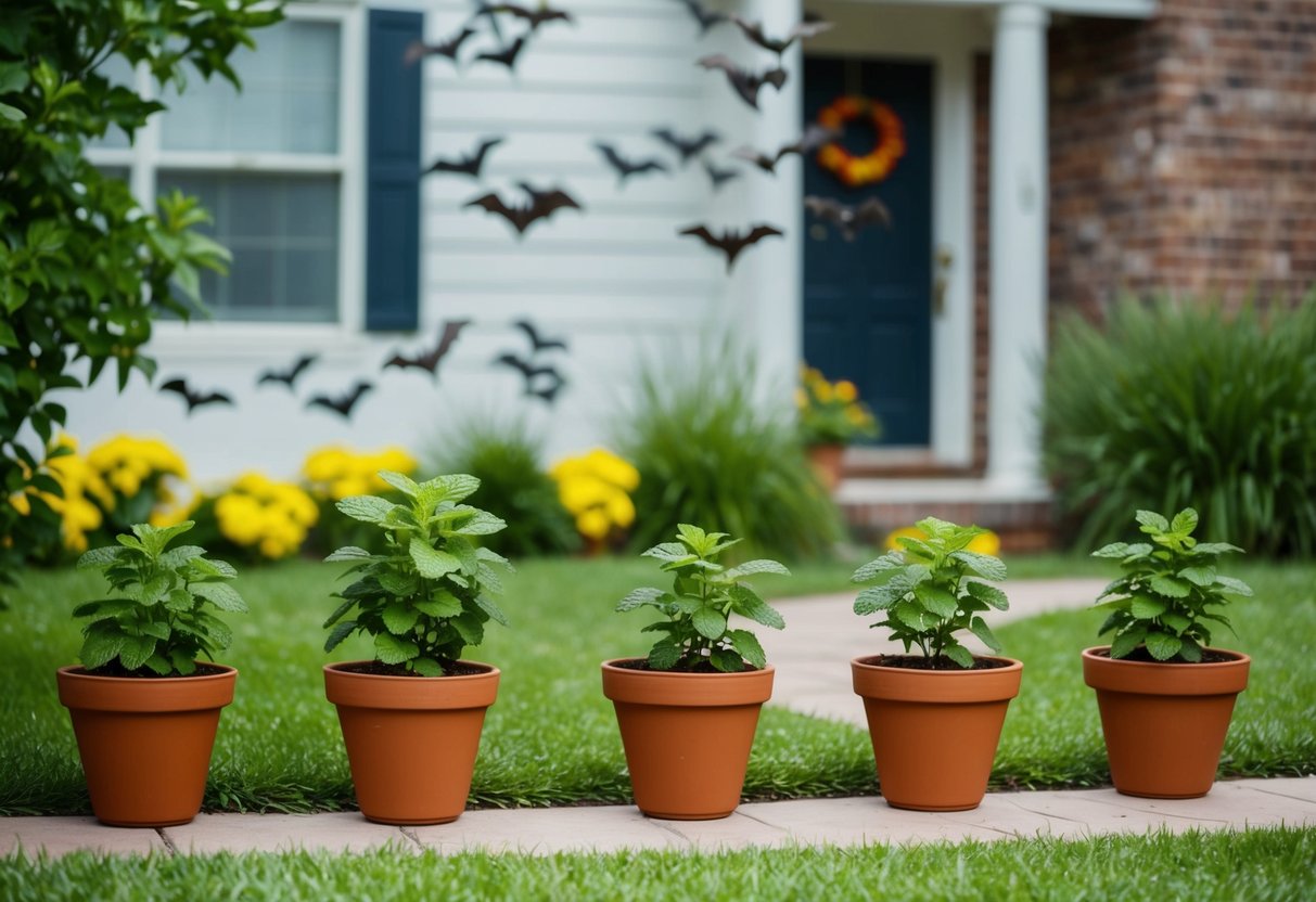 A strong scent of peppermint wafts from pots placed around the perimeter of the house, deterring bats from getting too close