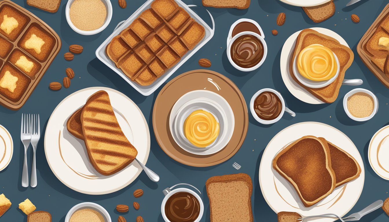 A table set with whole wheat cinnamon toast and diabetic-friendly French toast variations