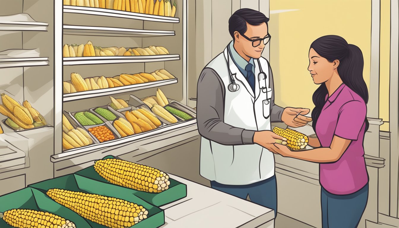 A diabetic consulting a healthcare professional about portion sizes of corn on the cob