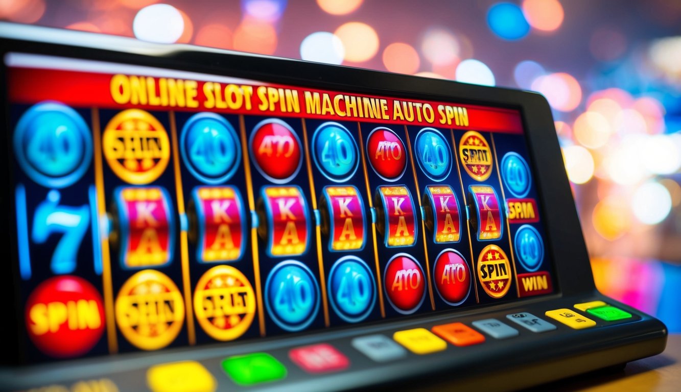 Mesin slot online berwarna-warni dengan fitur putaran otomatis sedang beraksi