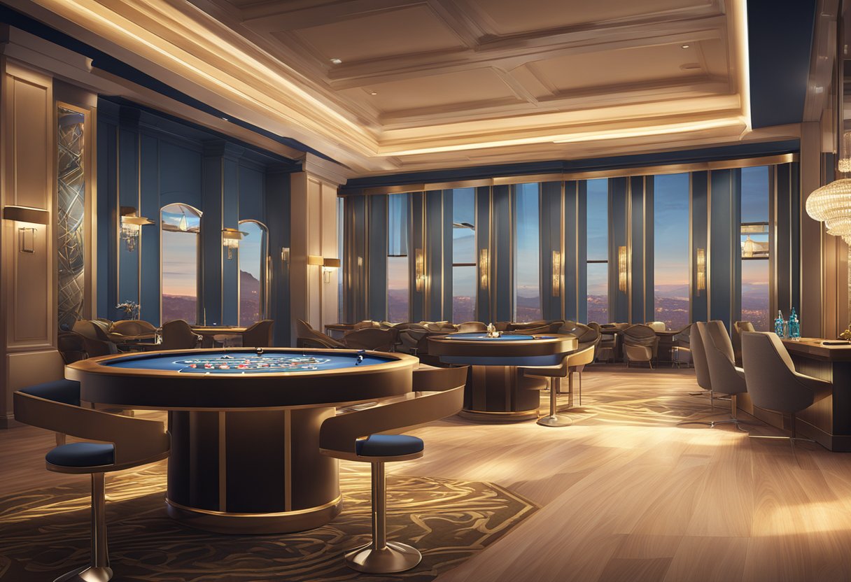 A sleek, modern online casino lobby with a variety of game options and discreet, high-end casino features